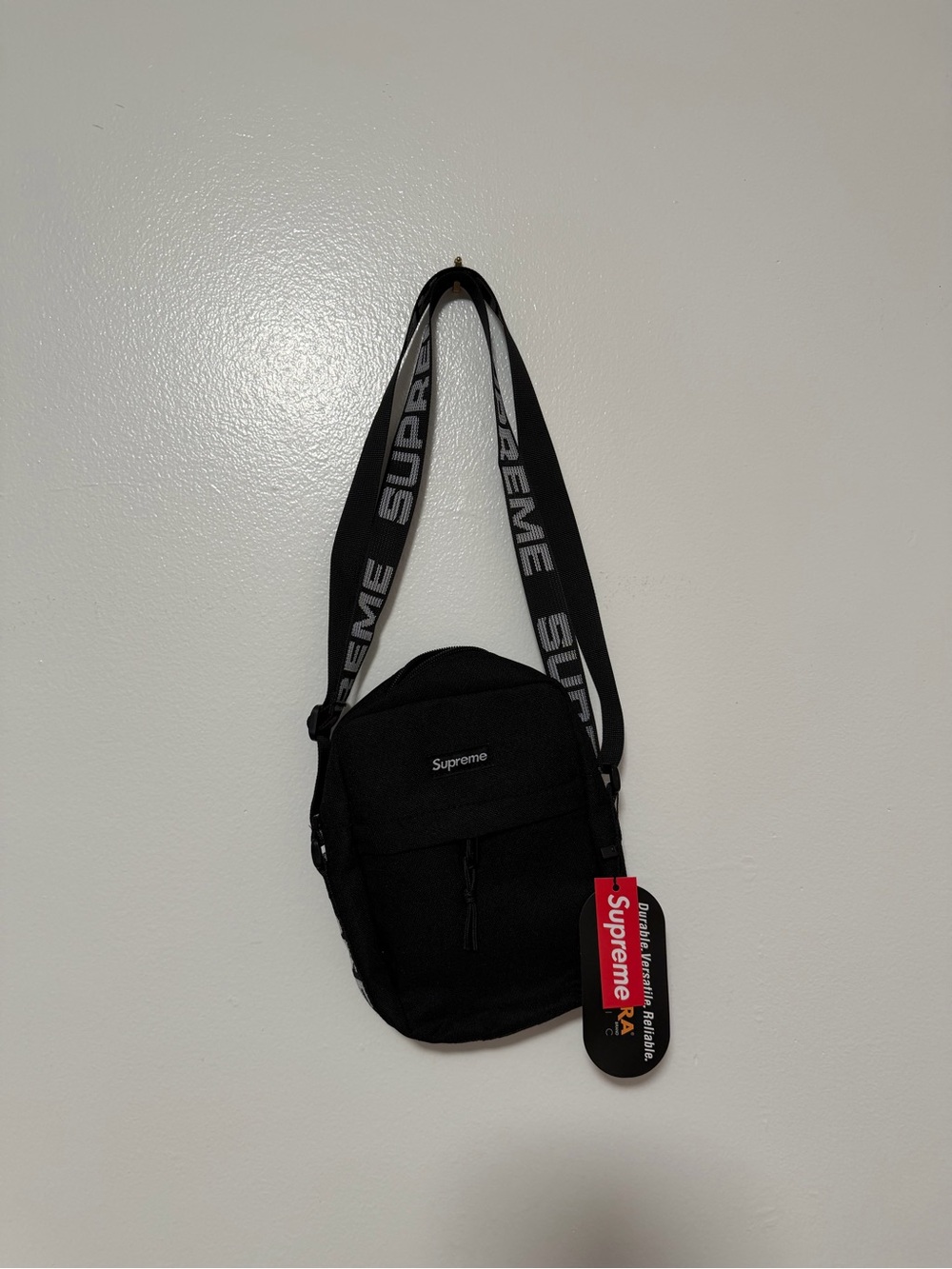 Supreme Black Messenger Crossbody with Logo Strap